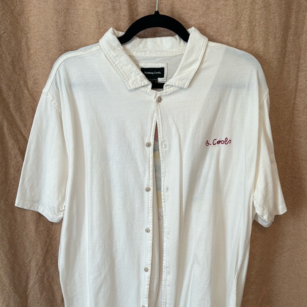 Vintage Barney Cools Resort Shirt, White Button Up